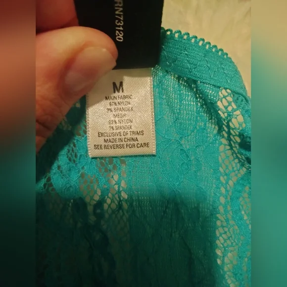 Power Femme Lace Bustier Bra & Garter Skirt Set in Azure Blue & Champagne - Picture 10 of 11